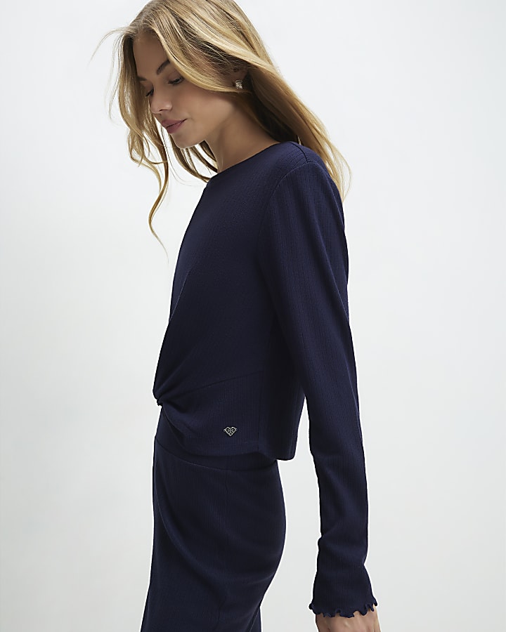 Navy Twist Top Lounge Set