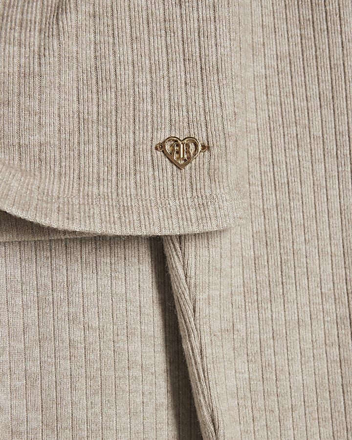 Beige Twist Top Loungewear Set