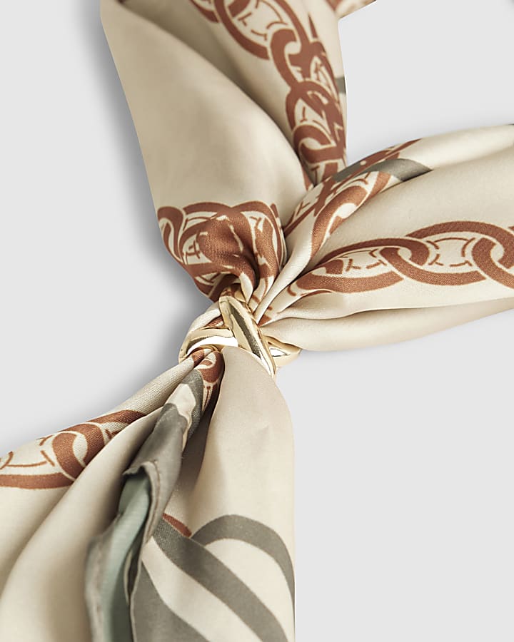 Khaki chain print scarf