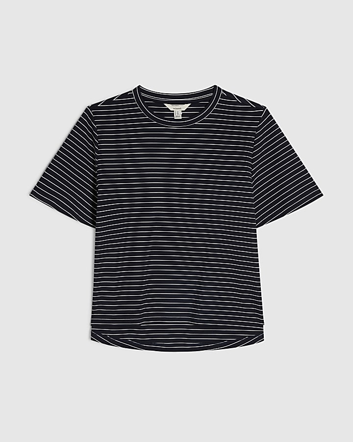 Navy Short Sleeve Striped Top