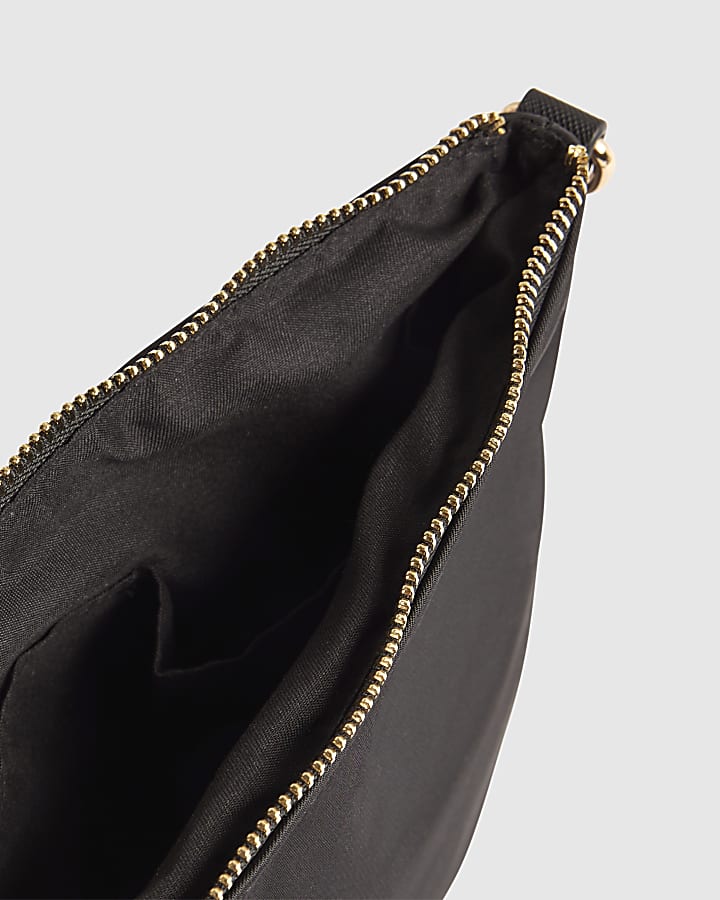 Black Nylon Zip Front Messenger bag
