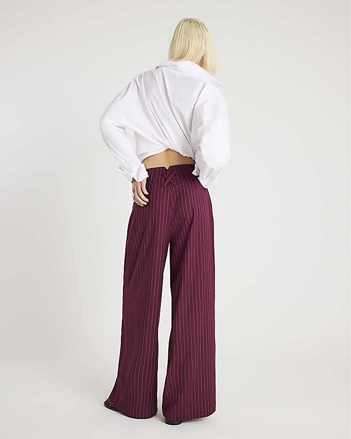 Red Pinstripe Ultra High Waist Trousers