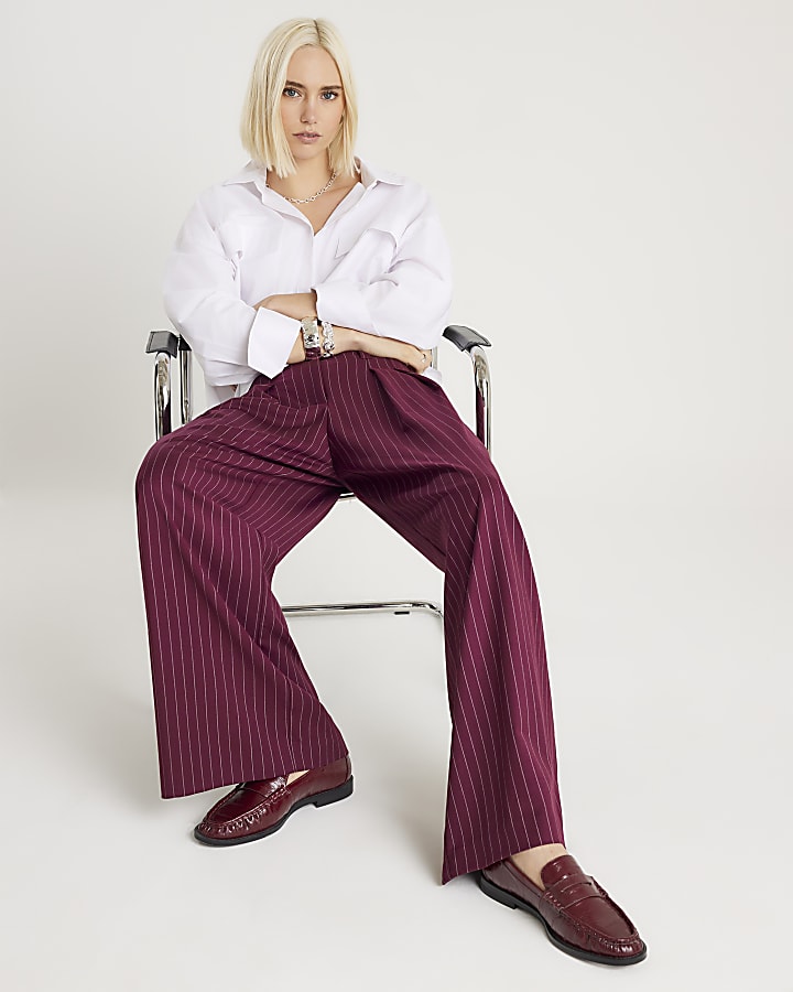 Red Pinstripe Ultra High Waist Trousers