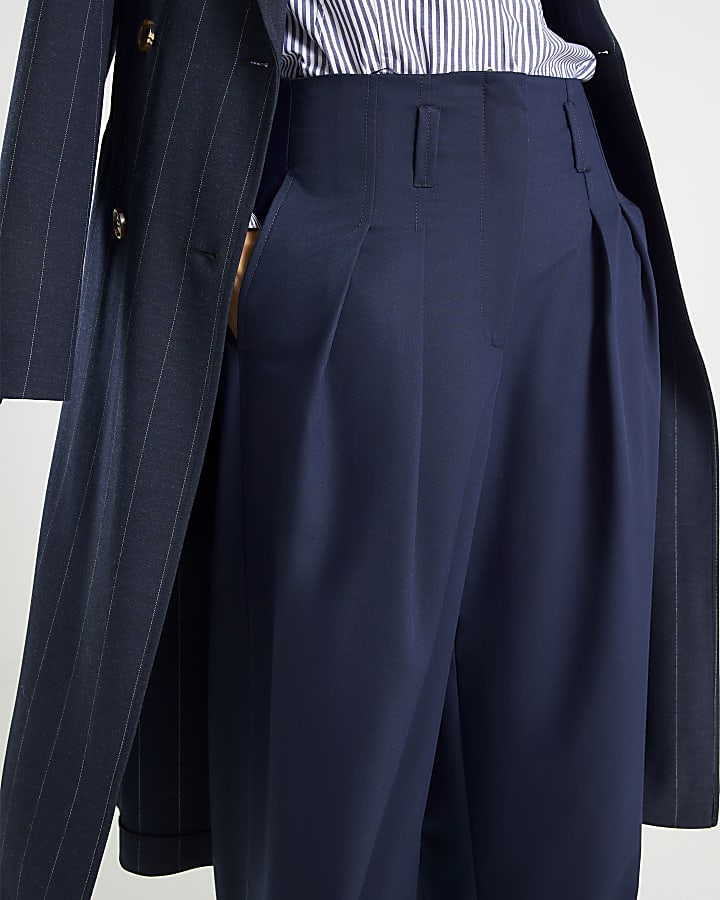 Navy Ultra High Waist Wide Leg Trousers
