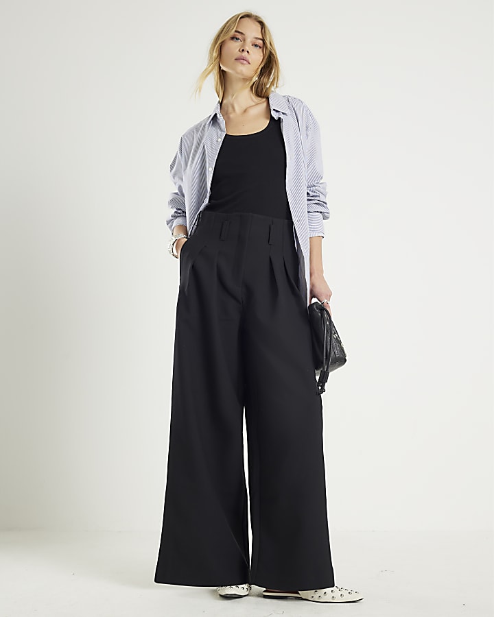 Black Ultra High Waist Wide Leg Trousers