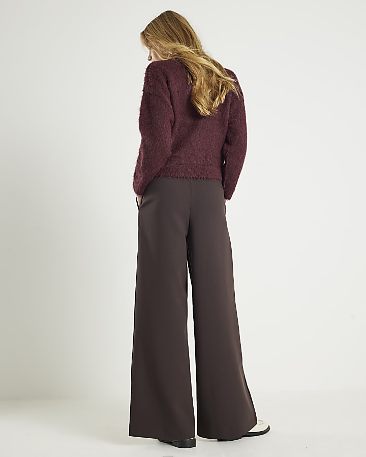 Brown Ultra High Waist Wide Leg Trousers