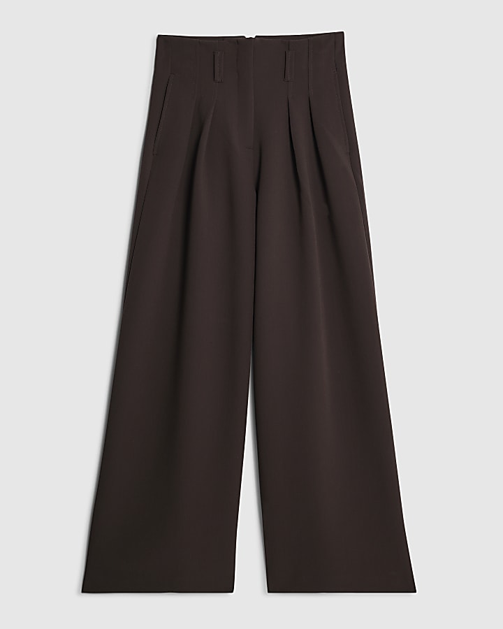 Brown Ultra High Waist Wide Leg Trousers