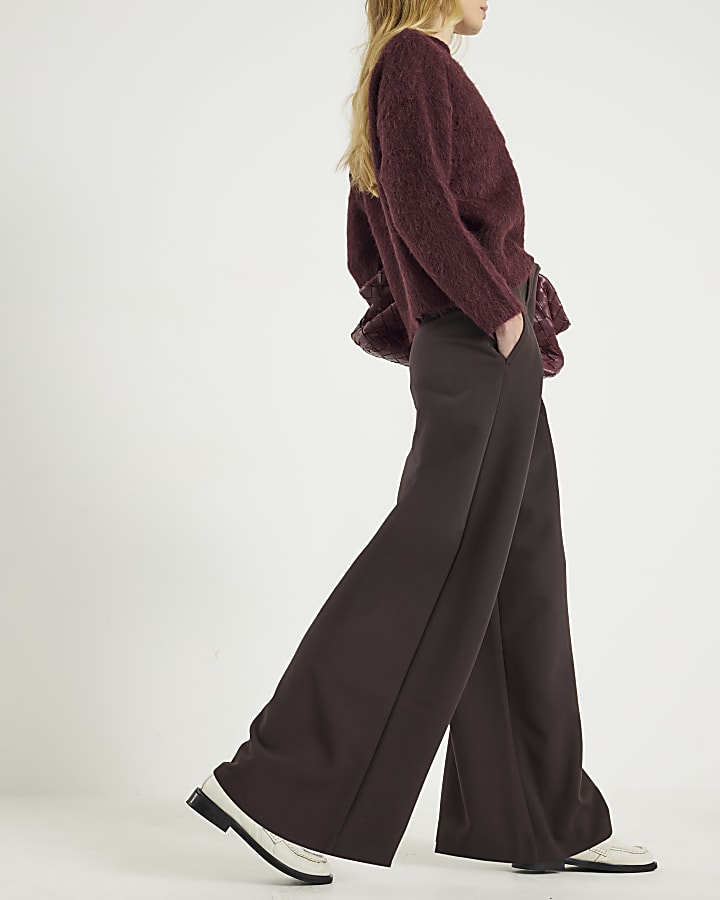 Brown Ultra High Waist Wide Leg Trousers