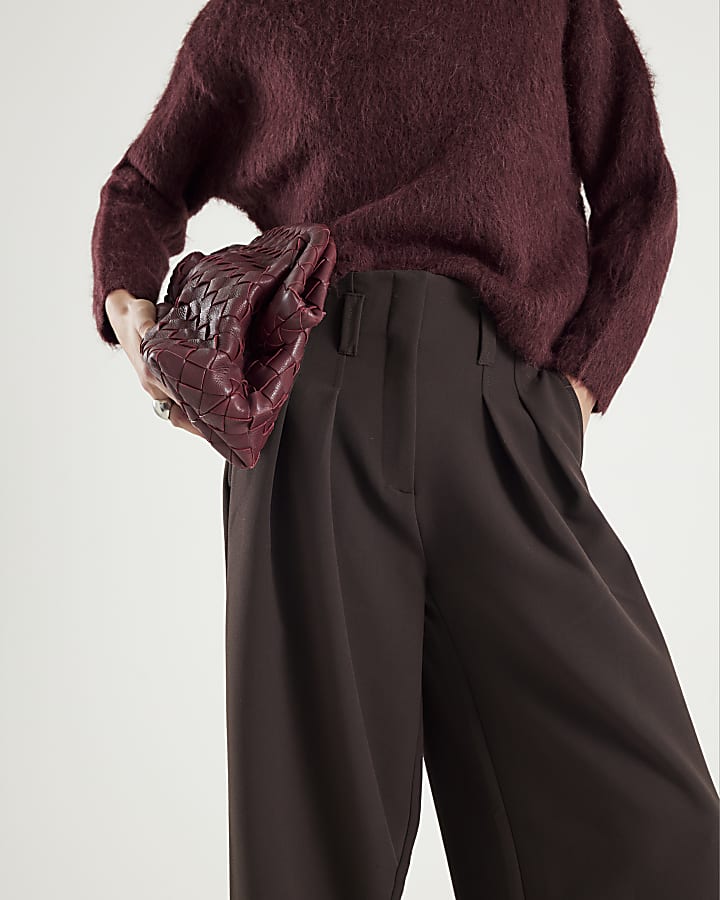 Brown Ultra High Waist Wide Leg Trousers