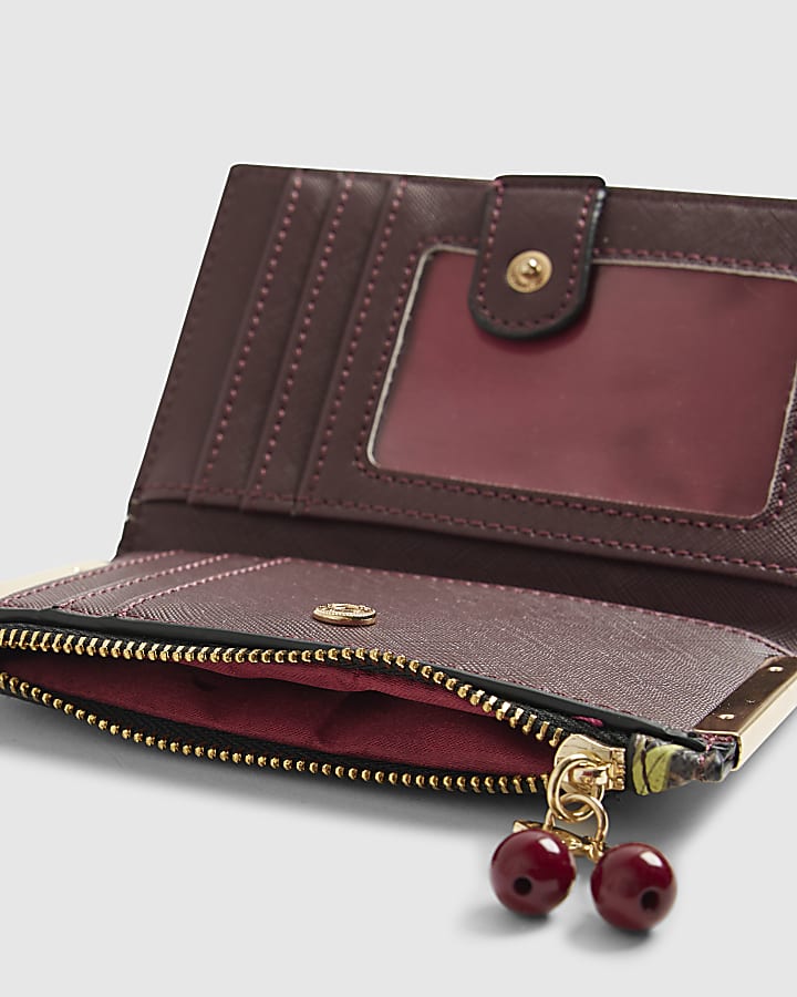 Brown Cherry Monogram Print Mini Purse