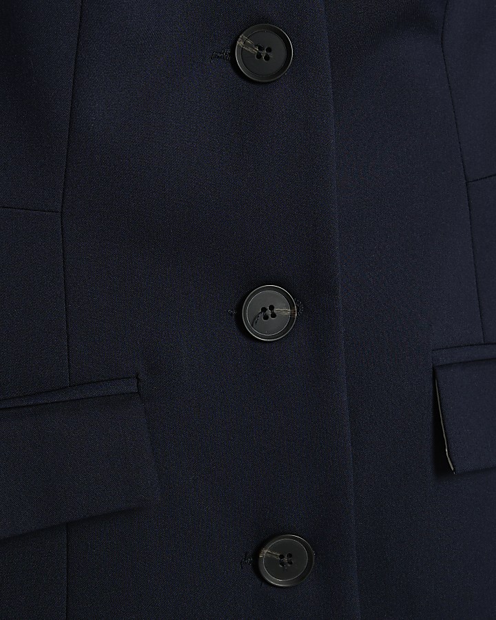 Navy Fitted Longline Waistcoat