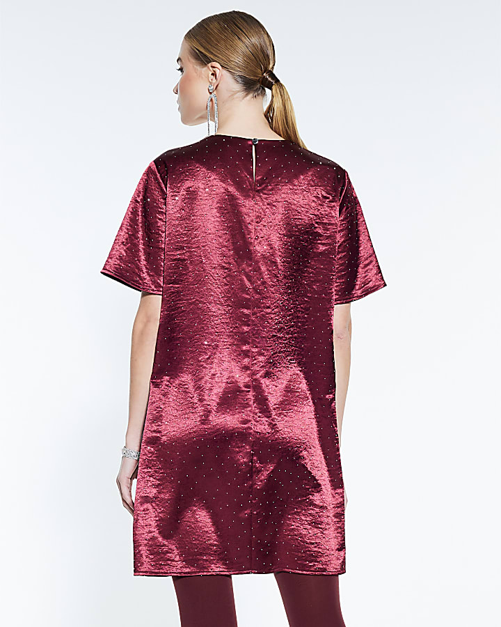Red Diamante Shift Dress