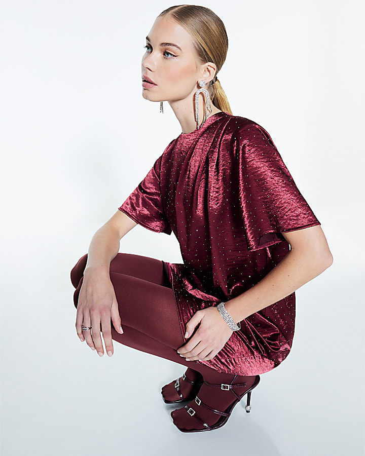 Red Diamante Shift Dress