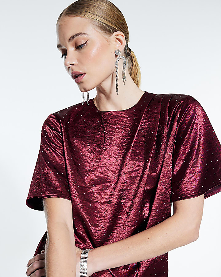 Red Diamante Shift Dress