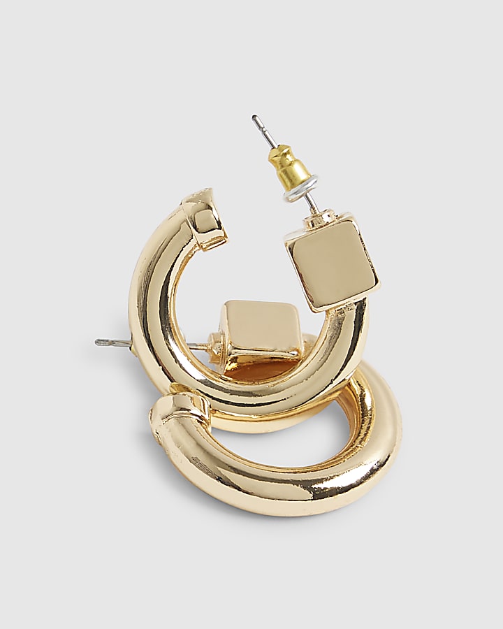 Gold Squared Hoop Earrings