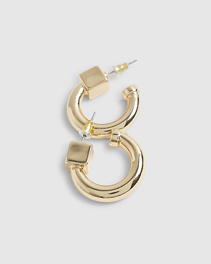 Gold Squared Hoop Earrings