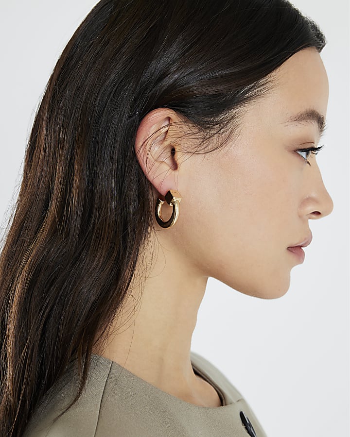 Gold Squared Hoop Earrings