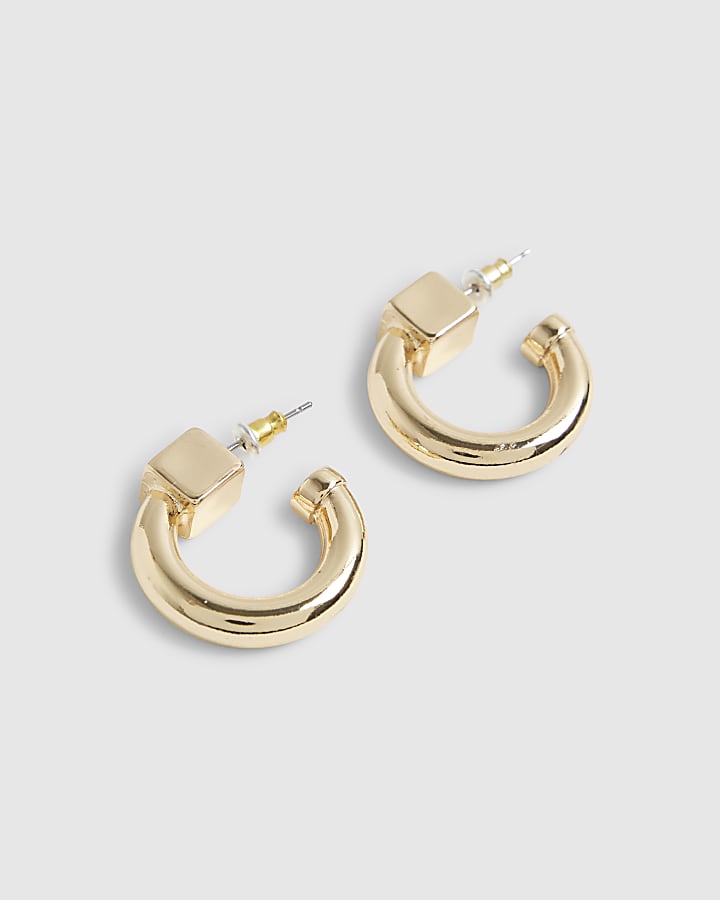 Gold Squared Hoop Earrings