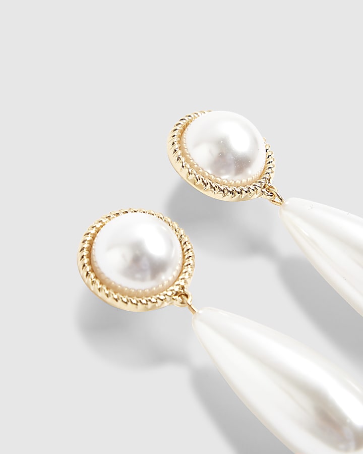 White Pearl Drop Earrings