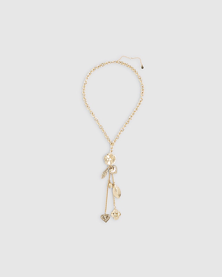 Gold Flower Lariat Necklace