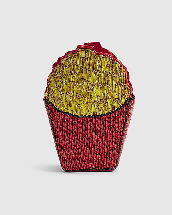 Red Beaded French Fries Cross Body Bag
