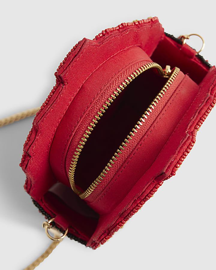 Red Beaded French Fries Cross Body Bag