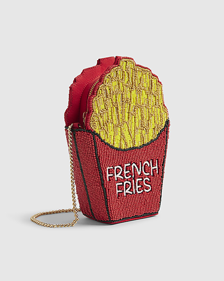 Red Beaded French Fries Cross Body Bag