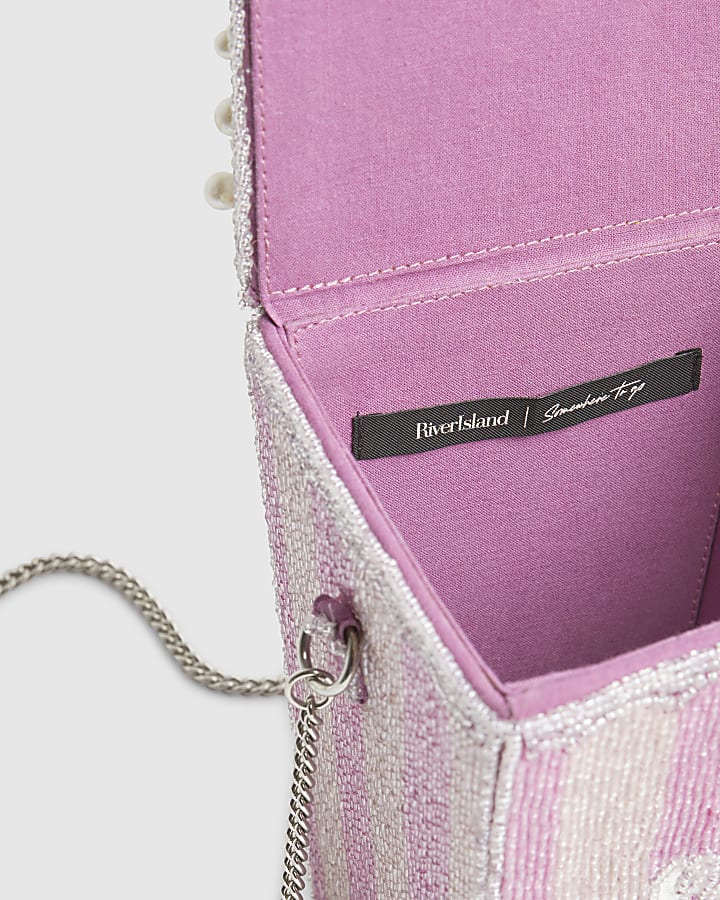 Purple Beaded Popcorn Cross body Bag