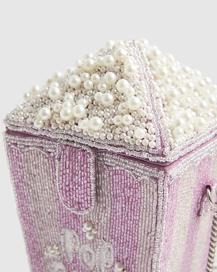 Purple Beaded Popcorn Cross body Bag