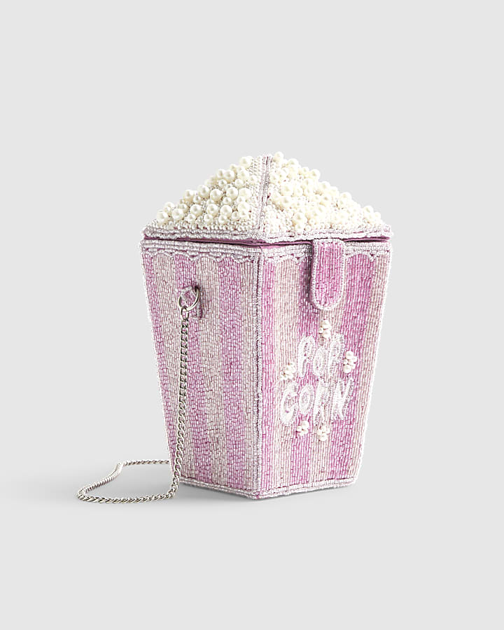 Purple Beaded Popcorn Cross body Bag