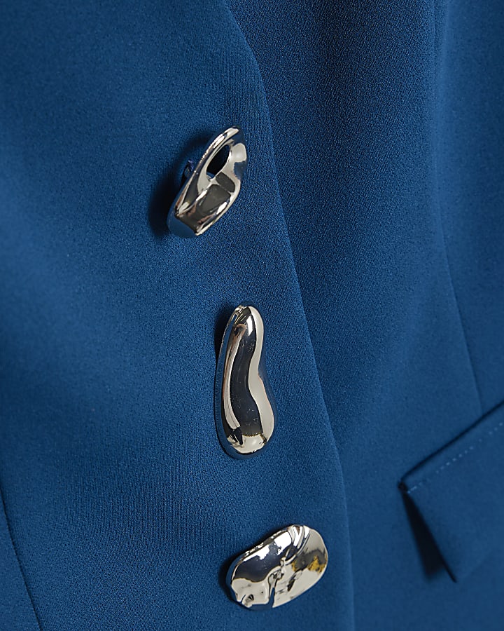 Blue Sleeveless Button Waistcoat