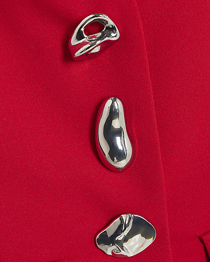 Red Sleeveless Button Waistcoat