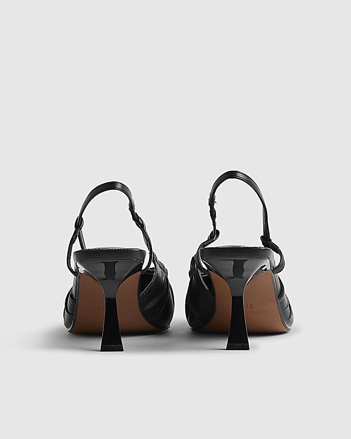 Black Ruched Bow Court Heels