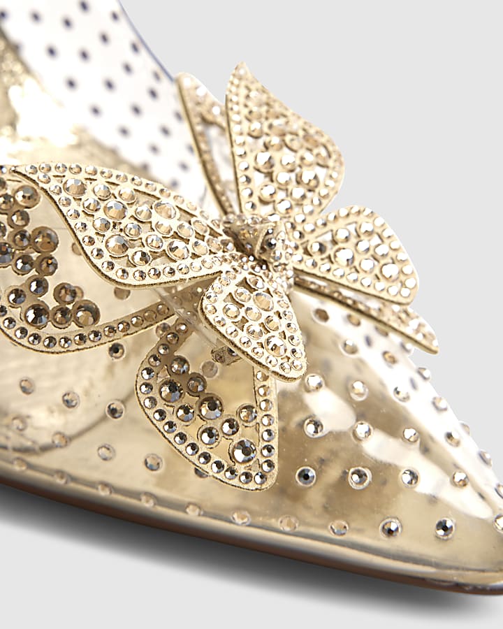 Gold Perspex Butterfly Court Heels