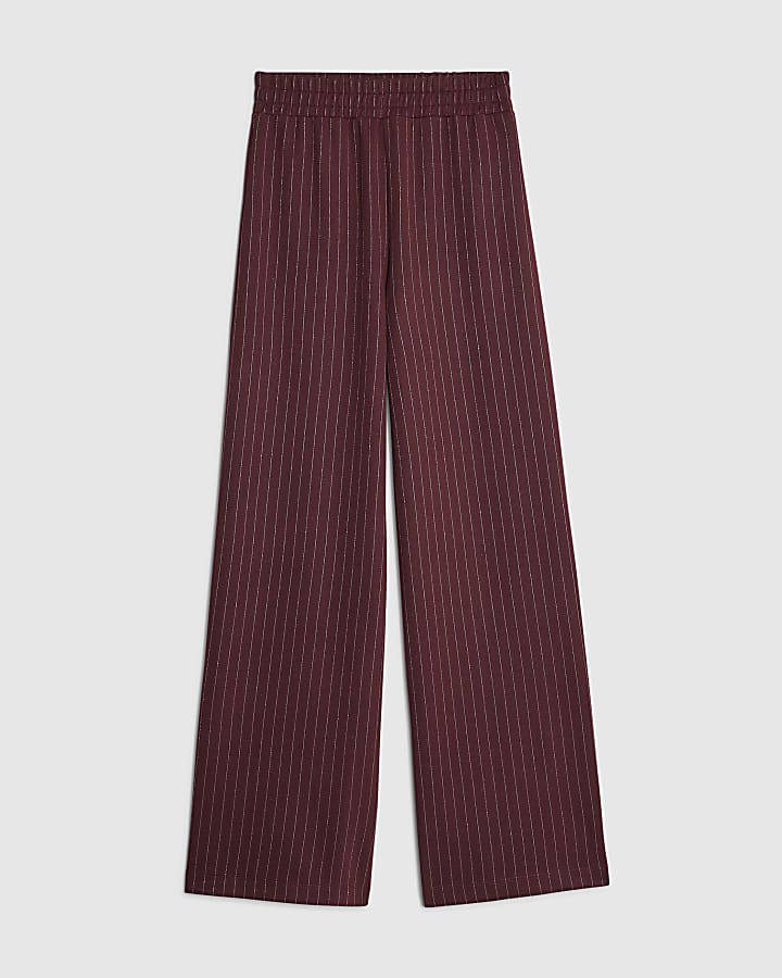 Red Pinstripe Wide Leg Trousers
