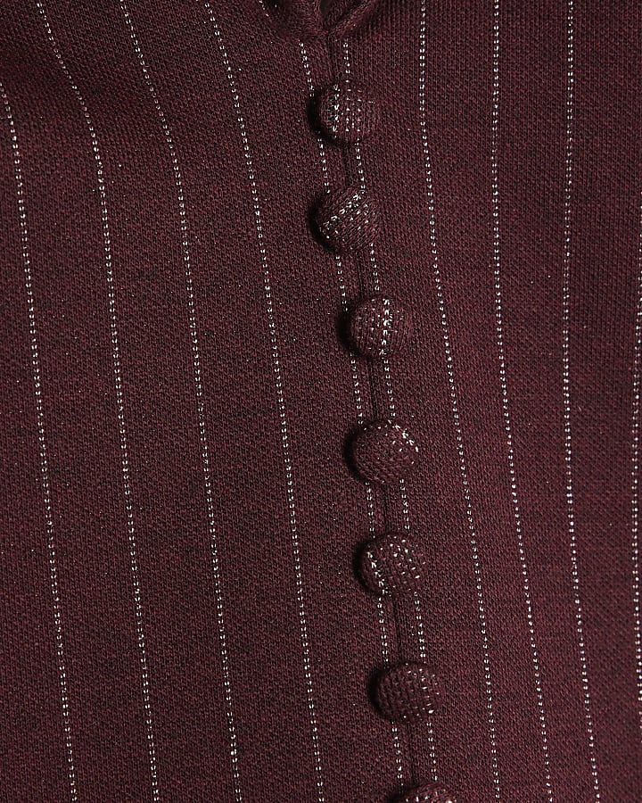 Red Pinstripe Halter Neck Top