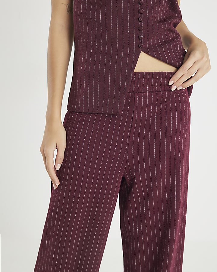 Red Pinstripe Halter Neck Top