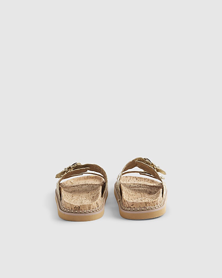 Gold Double Scallop Strap Sandals