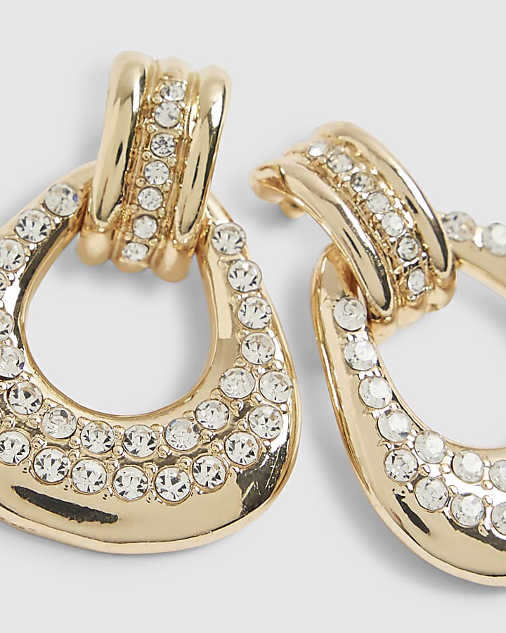 Gold Diamante Door Knocker Earrings