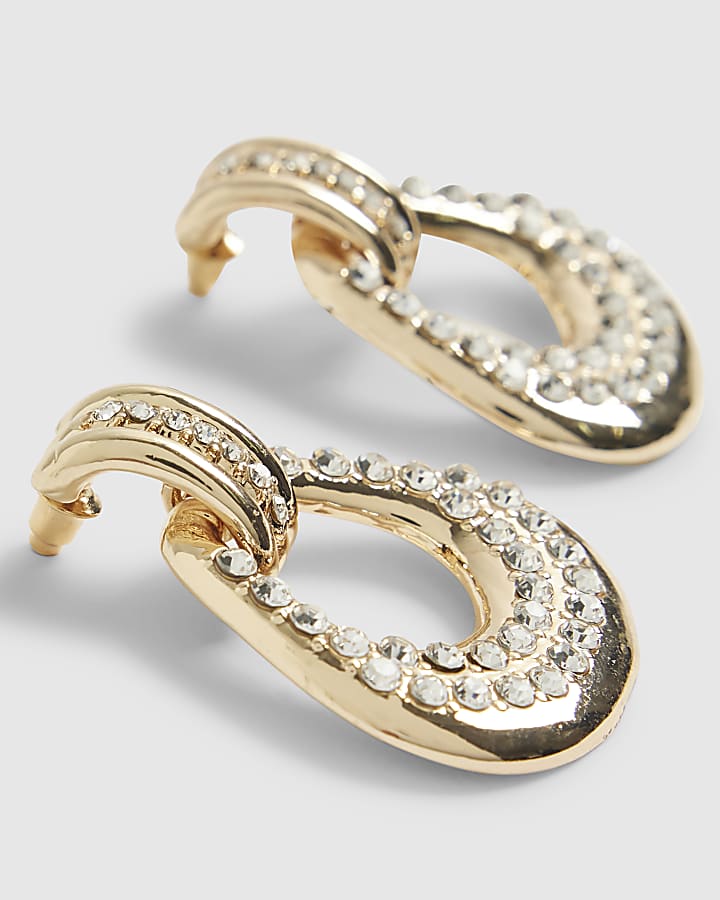 Gold Diamante Door Knocker Earrings