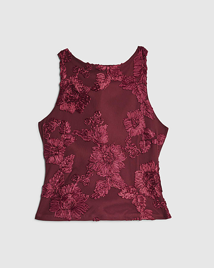 Red Cornelli Halter Bow Back Top