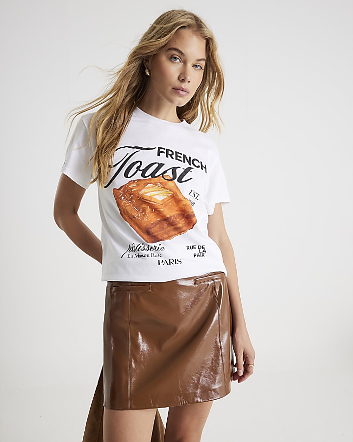 White Short Sleeve French Toast T-shirt