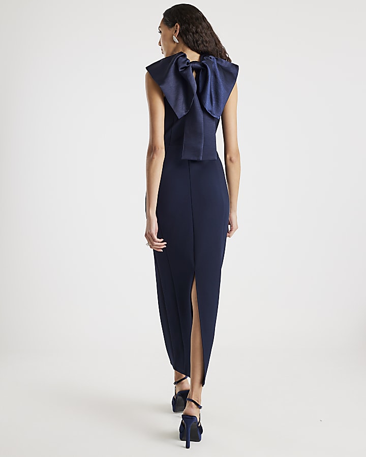 Black Premium Sleeveless Bow Back Maxi Dress
