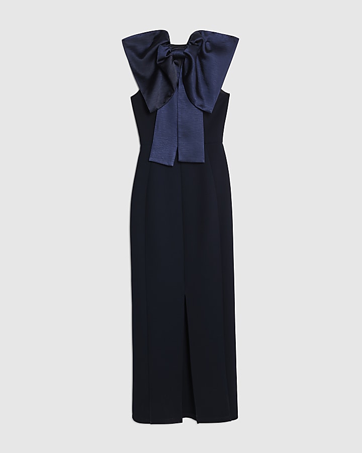 Navy Premium Sleeveless Bow Back Maxi Dress