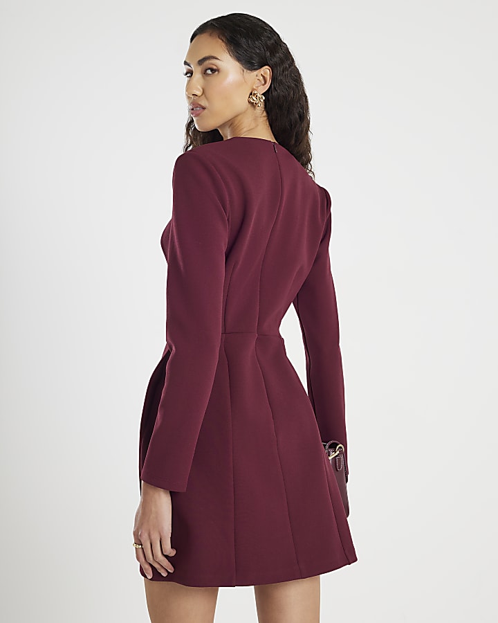 Red Premium Corset Long Sleeve Mini Dress