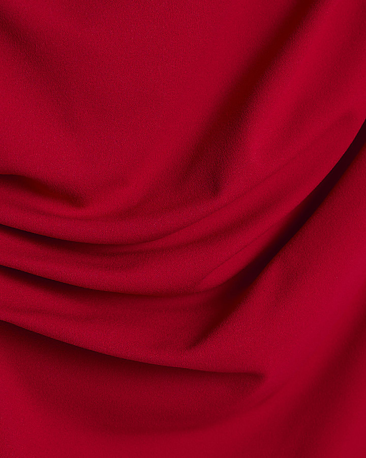 Petite Red Off Shoulder Drape Top