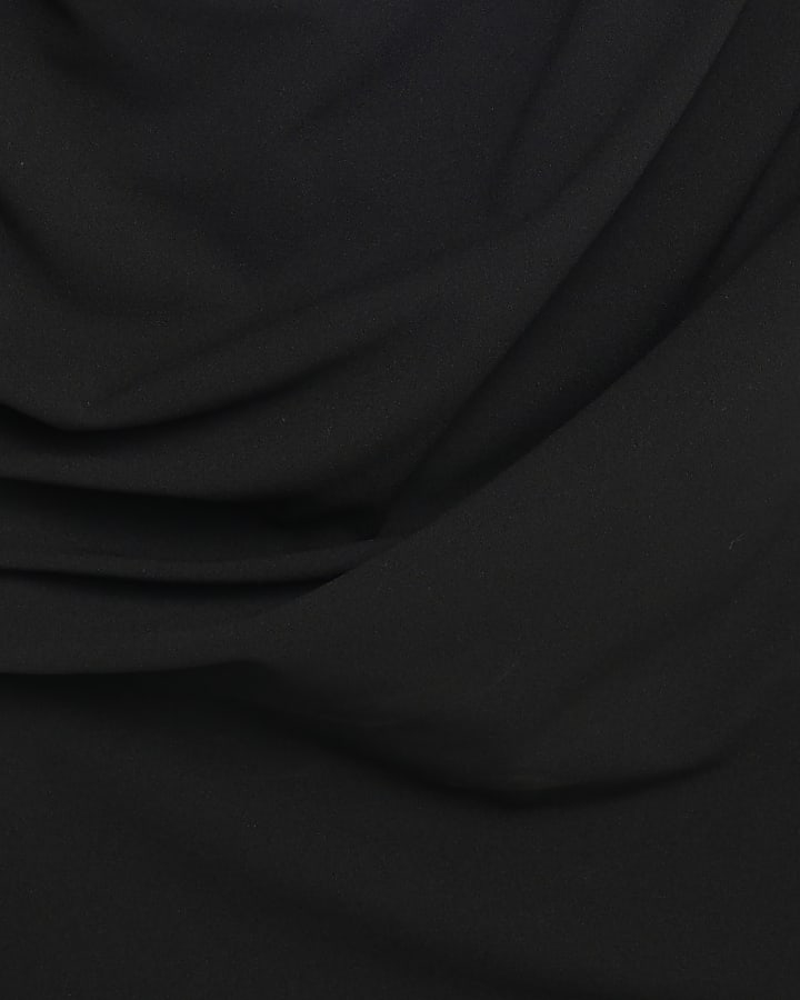 Petite Black Off Shoulder Drape Top