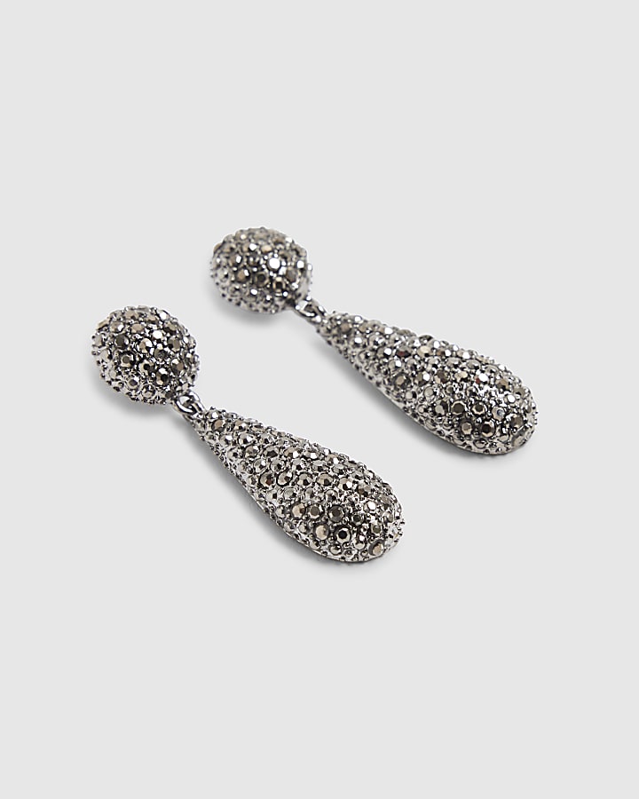 Black Diamante Tear Drop Earrings