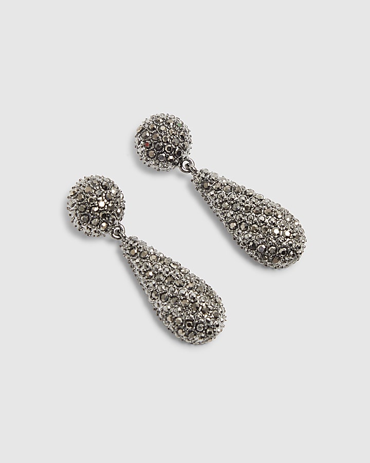 Black Diamante Tear Drop Earrings