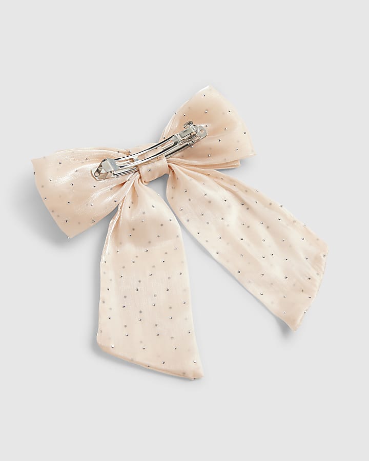 Pink Diamante Bow Hair Clip